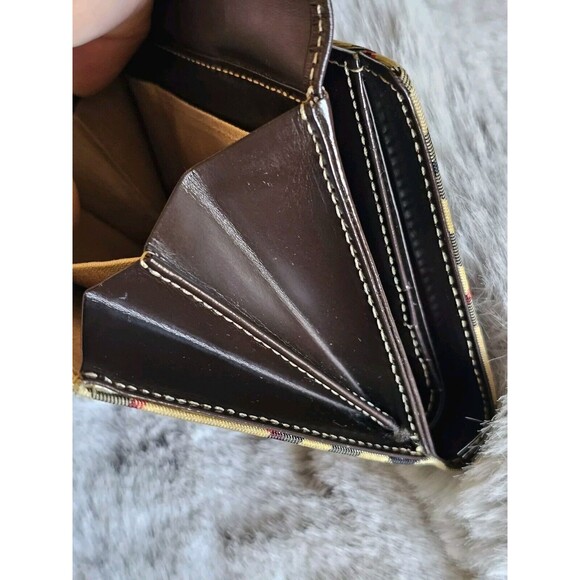 BURBERRY London Blue Label Nova Check Canvas Leather Small Bifold Compact Wallet - Picture 12 of 16